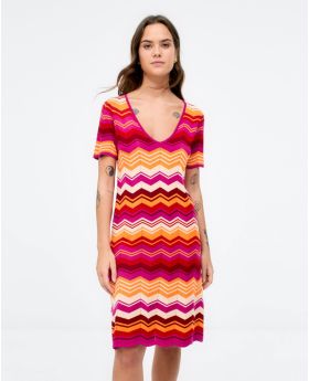 Surkana Vestido corto de punto con rayas zig-zag